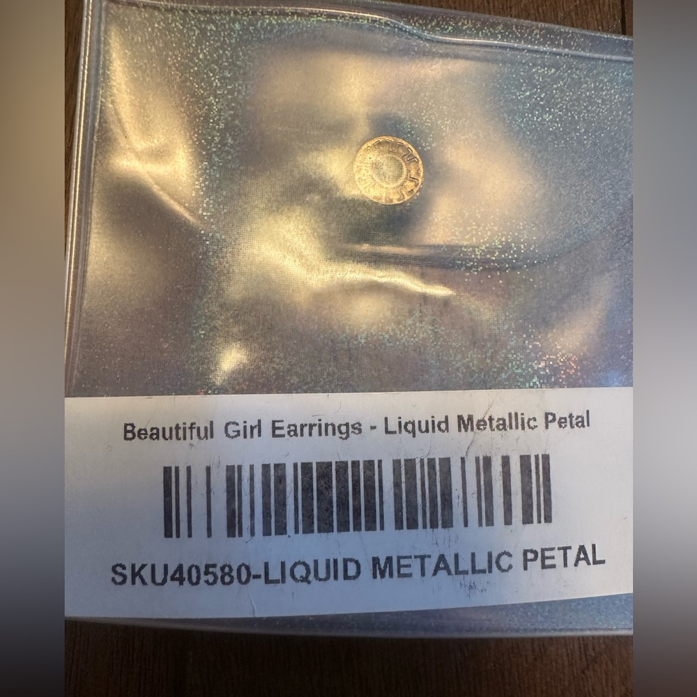 "Beautiful Girl" Liquid Metallic Petal Hoop Earrings from By Alexa Rae - Picture 3 of 3